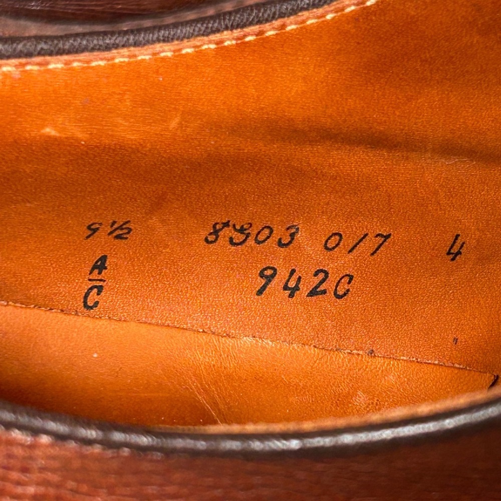 Alden 942C Dutton 3 Eyelet Blucher Brown Alpine Grain Made USA Mens 9.5 A/C - Picture 15 of 15